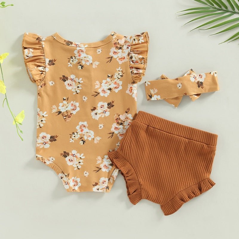 Conjunto Floral + Laço | 0-24 Meses