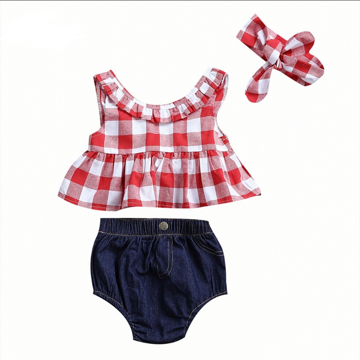 Conjunto Xadrez Jeans | 0-24 Meses