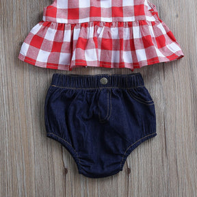 Conjunto Xadrez Jeans | 0-24 Meses