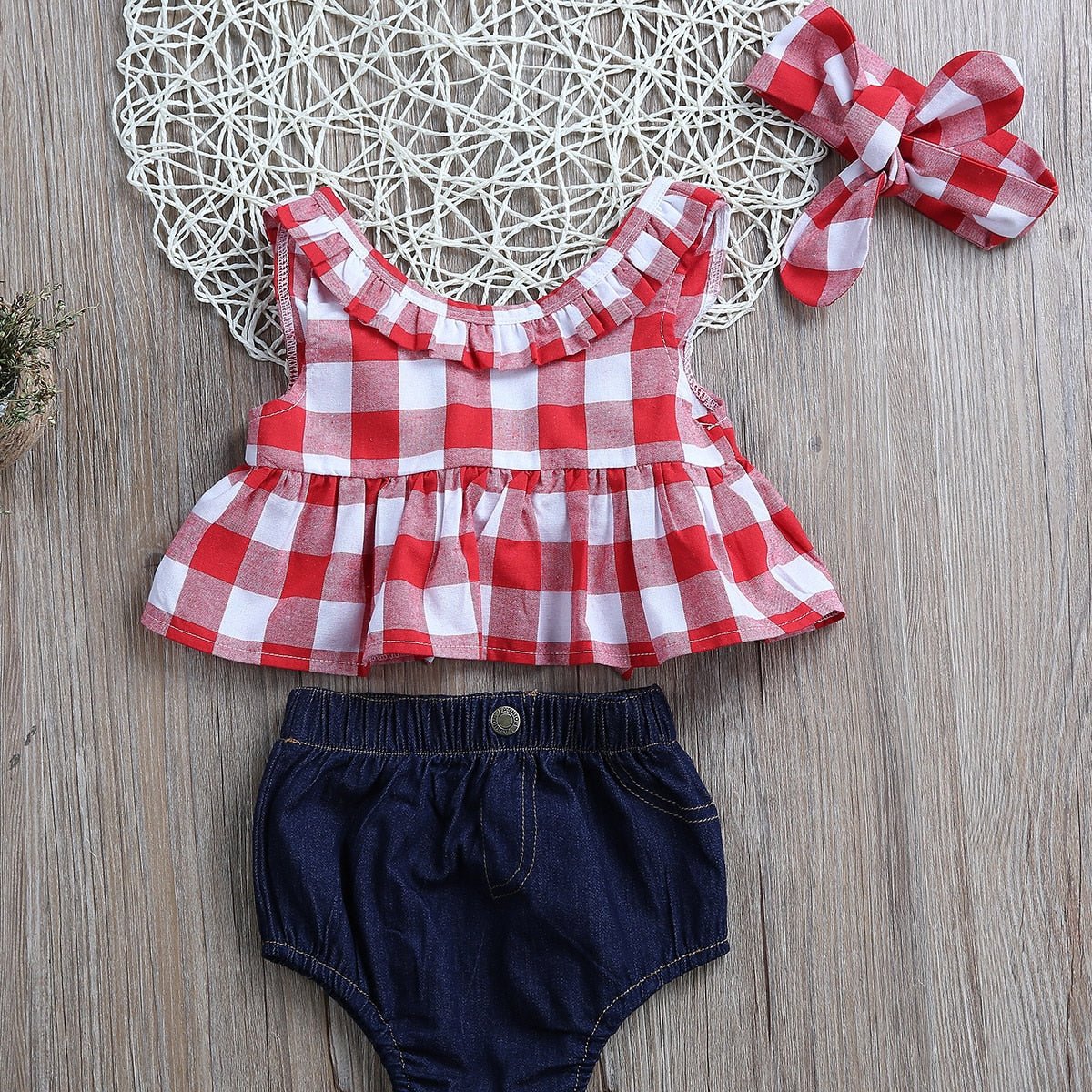 Conjunto Xadrez Jeans | 0-24 Meses