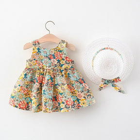 Vestido Flores + Chapéu | 0-24 Meses