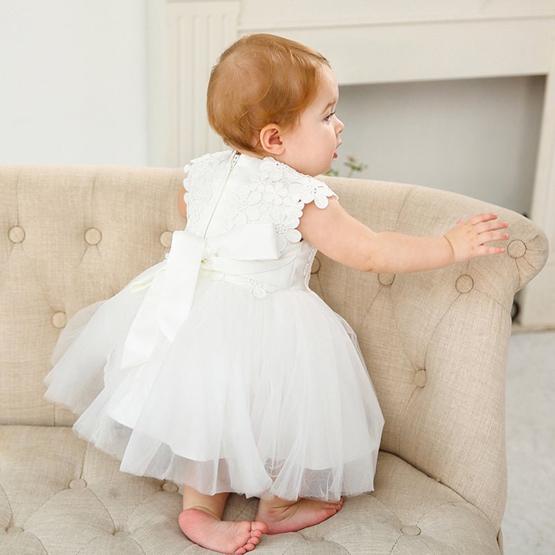 Vestido Tule Bordado Flores | 0-24 Meses