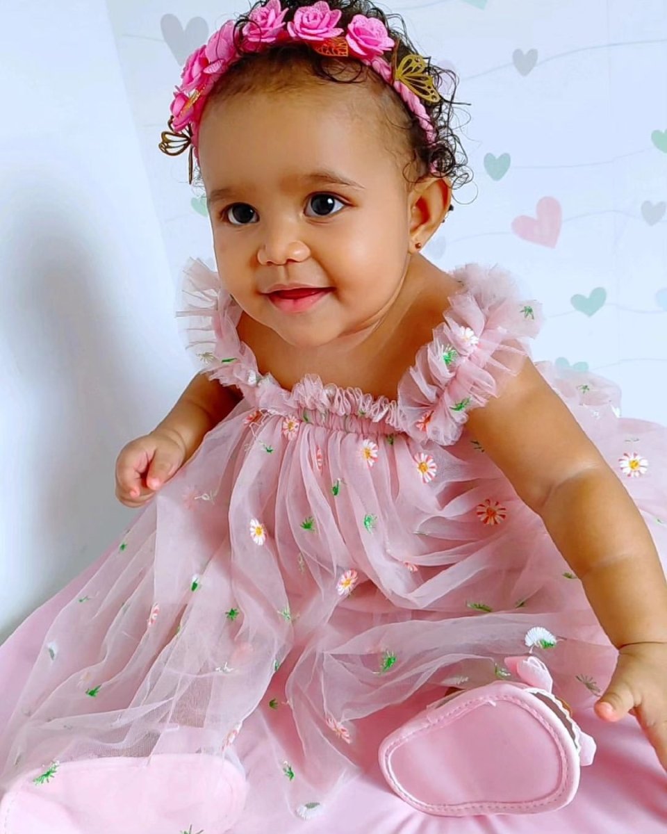 Vestido Tule Flor Minimalista | 6M-6 Anos