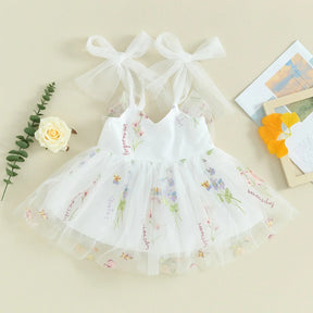 Vestido Tule Jardim Encantado Laço | 6M-3 Anos