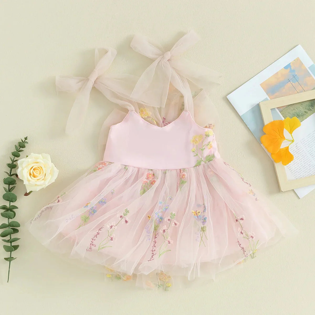 Vestido Tule Jardim Encantado Laço | 6M-3 Anos