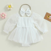 Vestido Tule Manga + Laço | 0-24 Meses