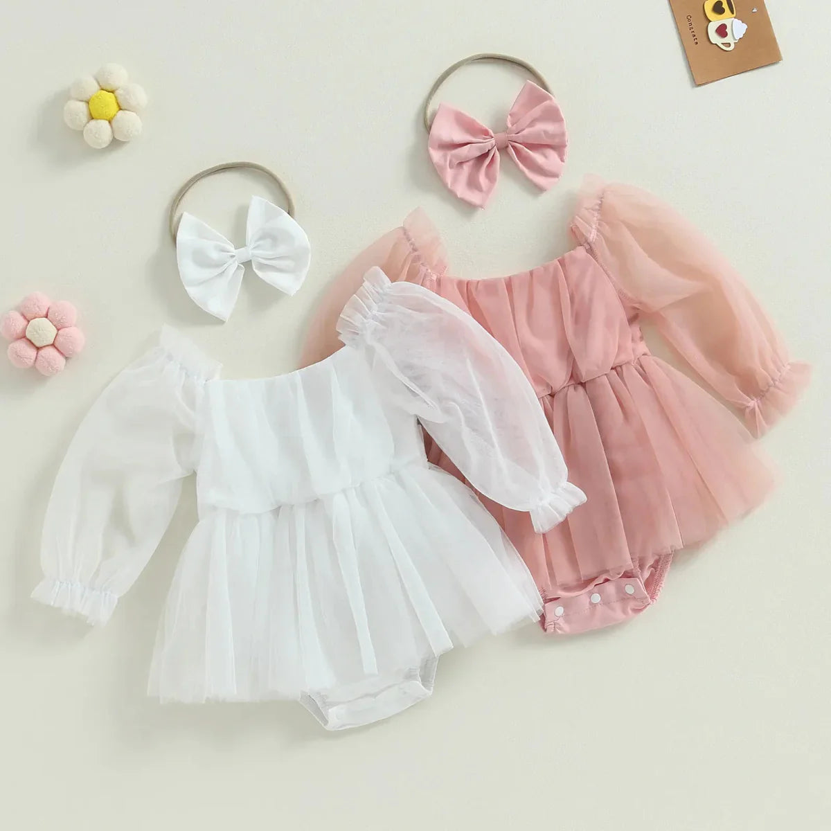 Vestido Tule Manga + Laço | 0-24 Meses