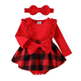 Vestido Xadrez Natal + Laço | 0-12 Meses